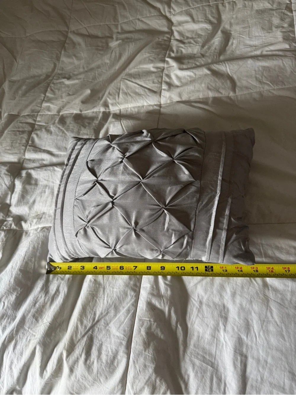 Elegant Silver Grey Pintuck Decorative Lumbar Pillow - 16